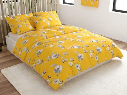 Povlečení z mikrovlákna YELLOW ROSE žluté s květinovým vzorem